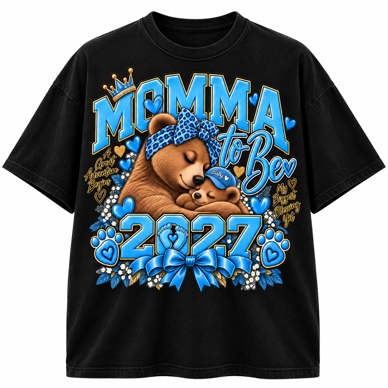 Momma to Be 2027 graphic black T-shirt